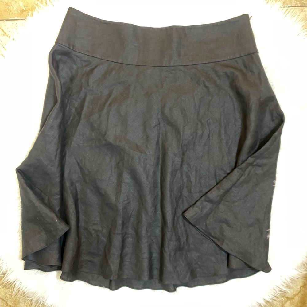 Lauren Ralph Lauren Womens Skirt Linen Black Flare Size 16